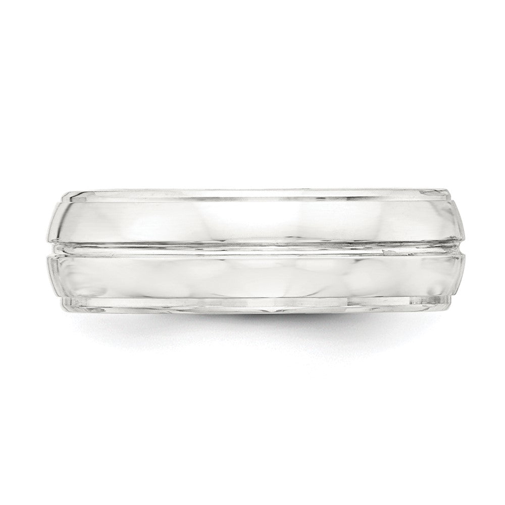 Sterling Silver 7mm Polished Domed Grooved Fancy Band Size 12.5