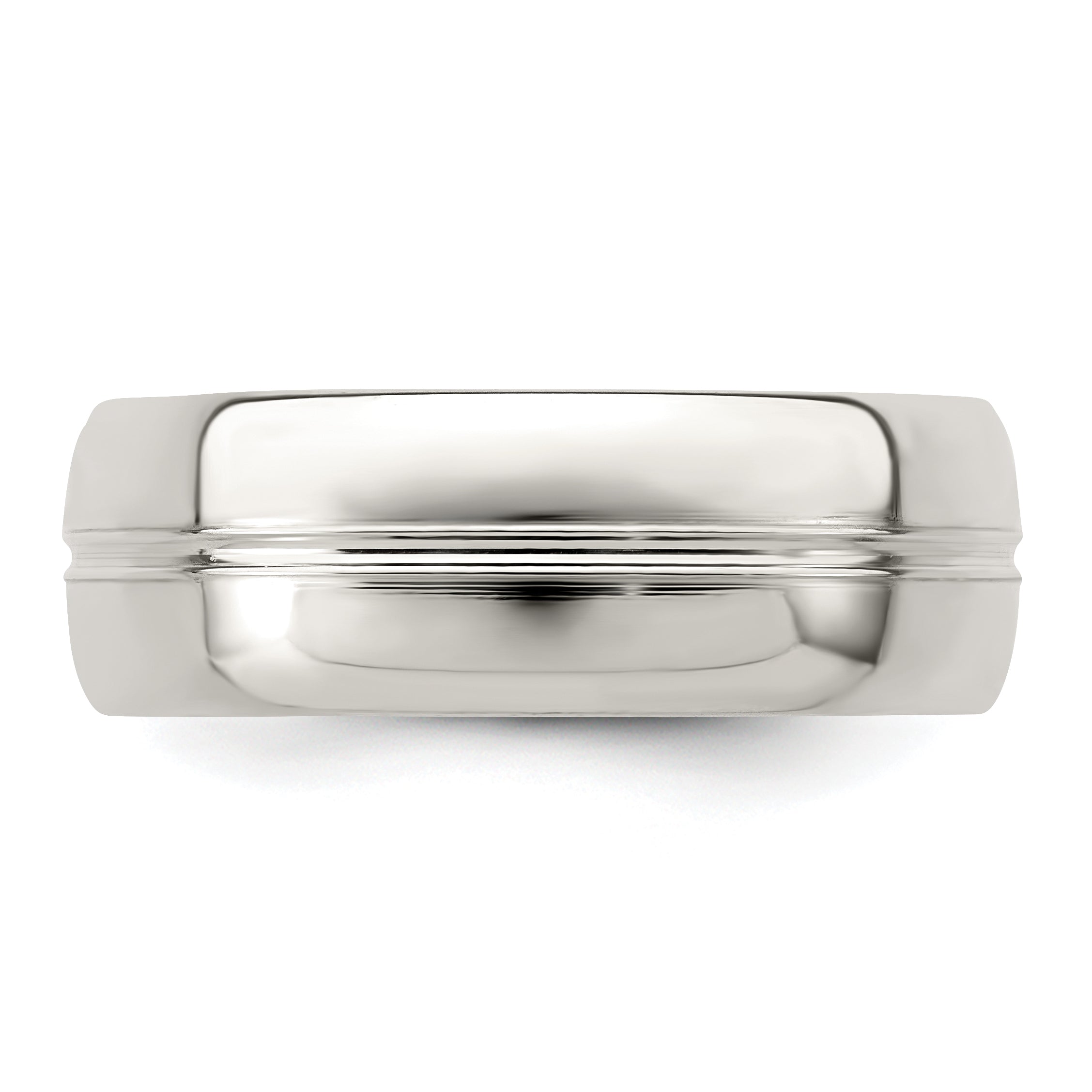 Sterling Silver 7mm Polished Domed Grooved Fancy Band Size 8