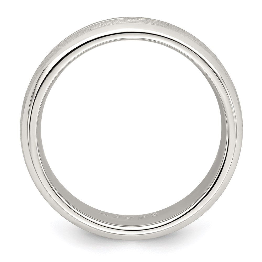 Sterling Silver 7mm Brushed Domed Grooved Fancy Band Size 11.5