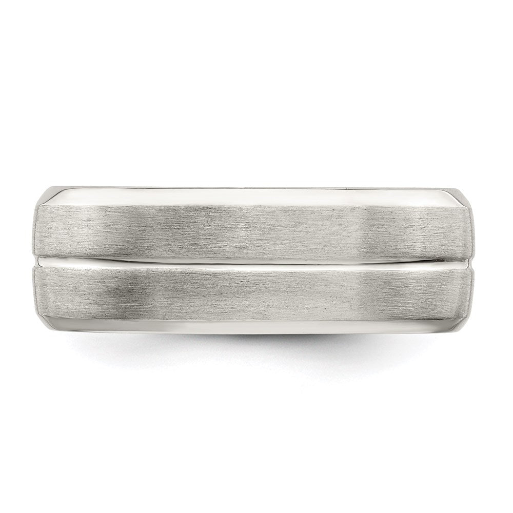Sterling Silver 7mm Brushed Domed Grooved Fancy Band Size 12.5