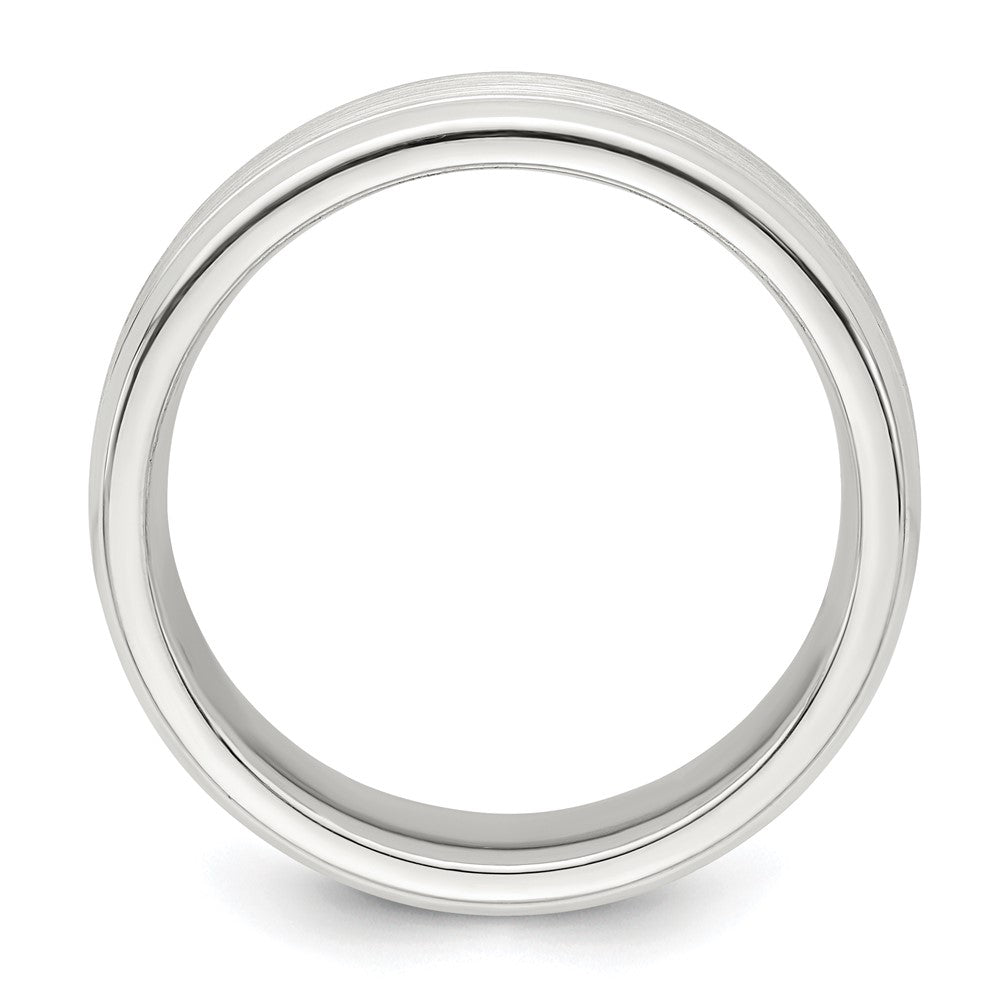 Sterling Silver 6mm Brushed Flat Grooved Beveled Edge Fancy Band Size 12.5