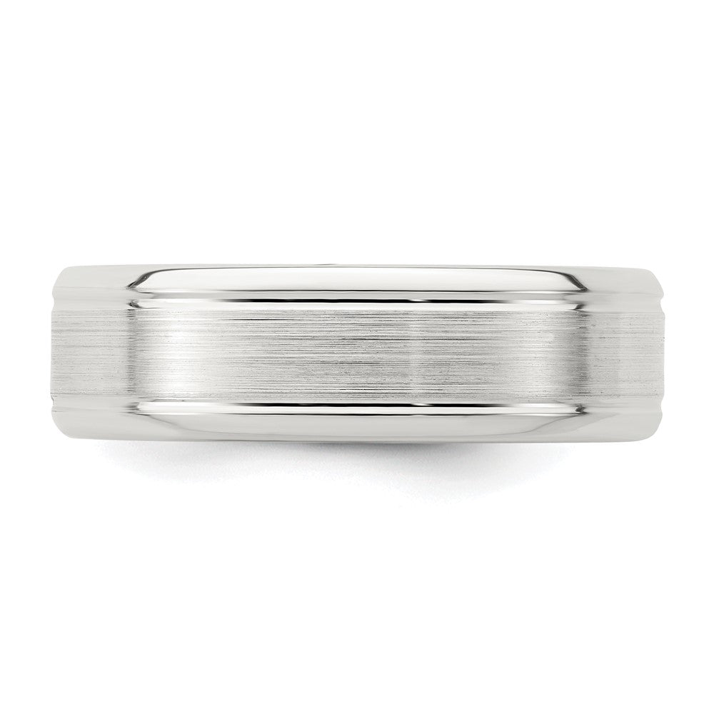 Sterling Silver 6mm Brushed Flat Grooved Beveled Edge Fancy Band Size 7