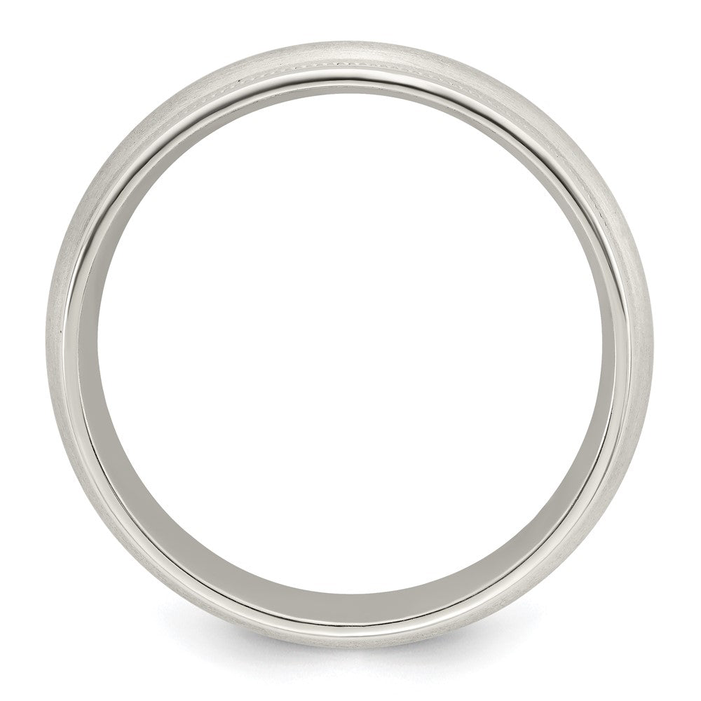 Sterling Silver 7mm Brushed Domed Double Milgrain Fancy Band Size 9