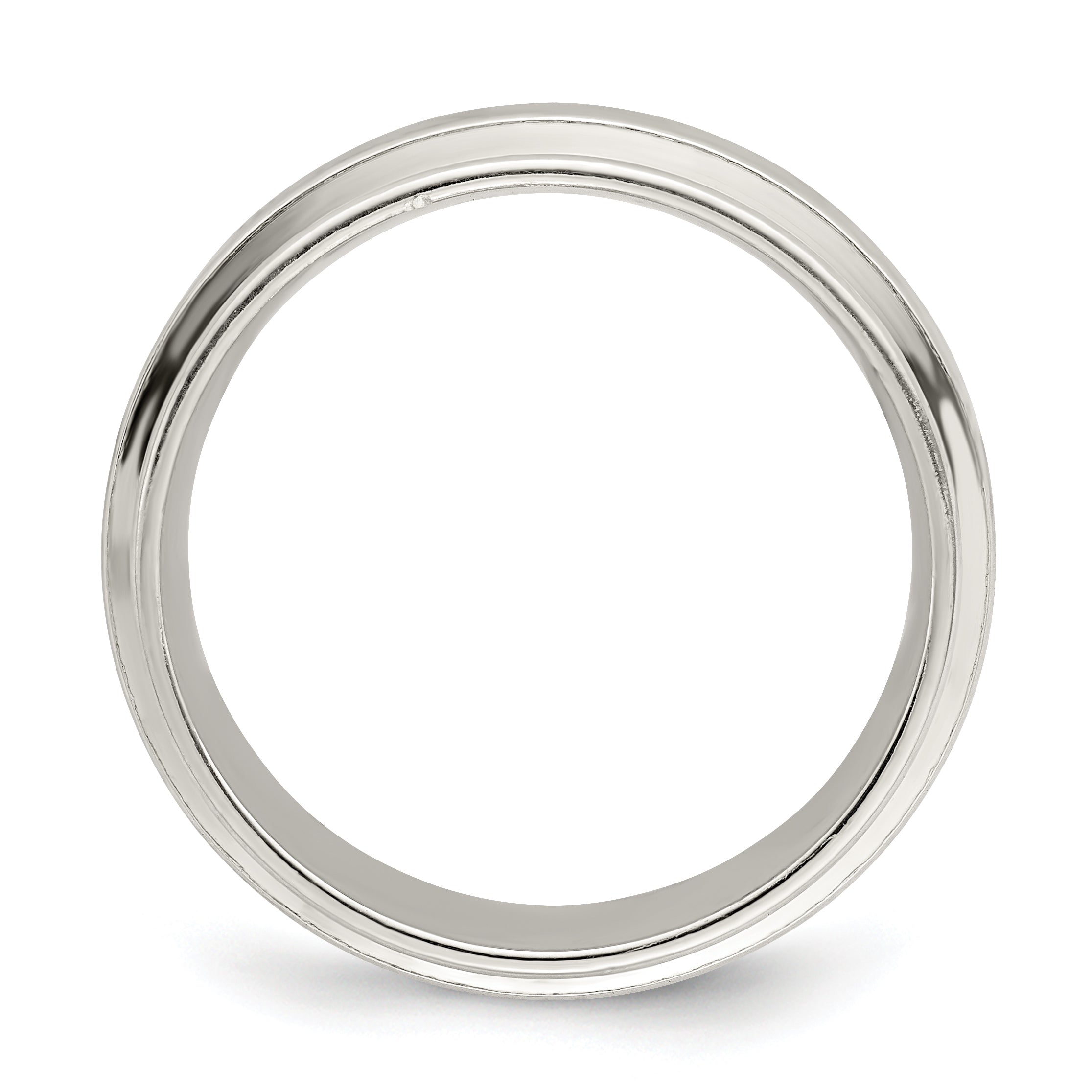 Sterling Silver 7mm Polished Flat Grooved Edge Fancy Band Size 9.5