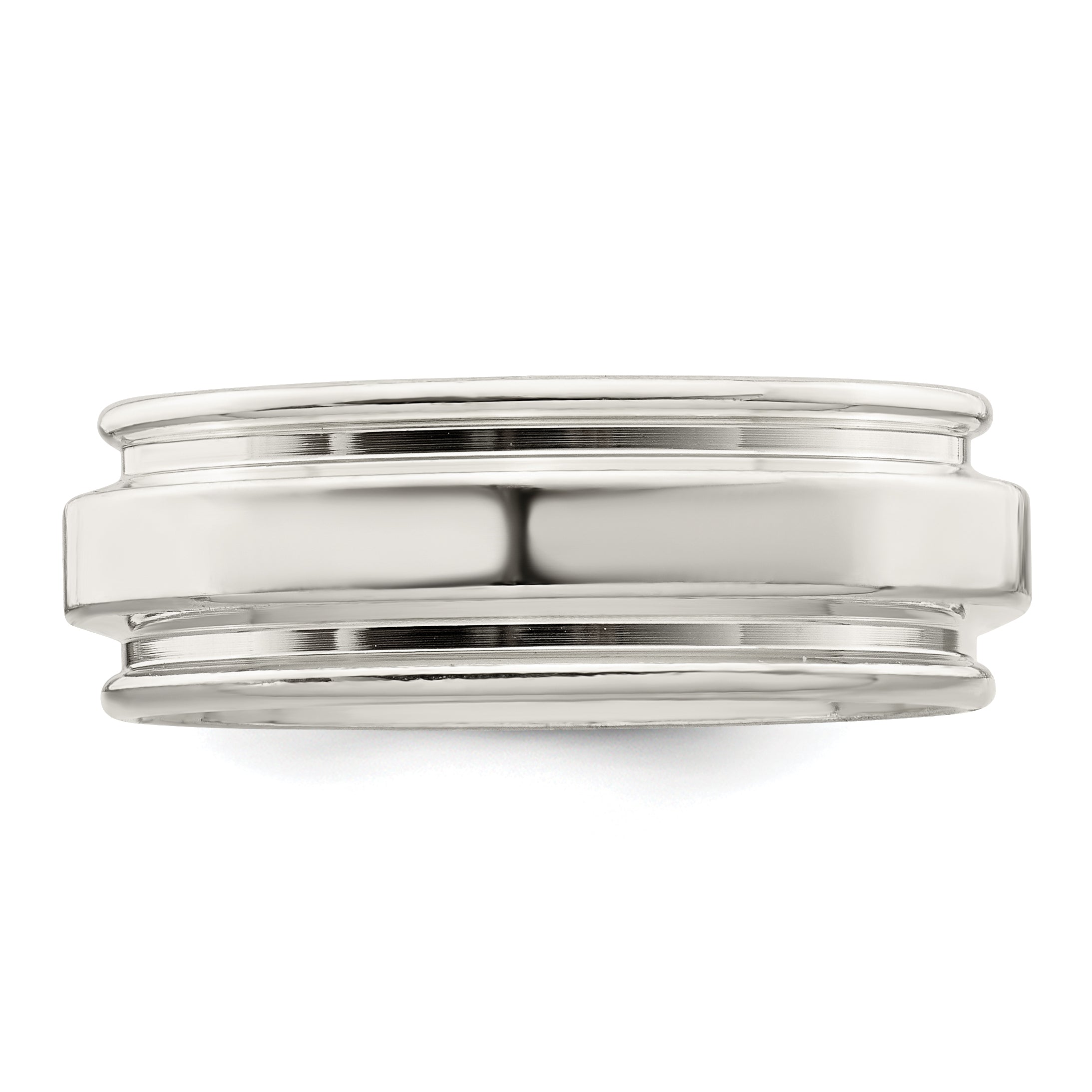 Sterling Silver 7mm Polished Flat Grooved Edge Fancy Band Size 9.5