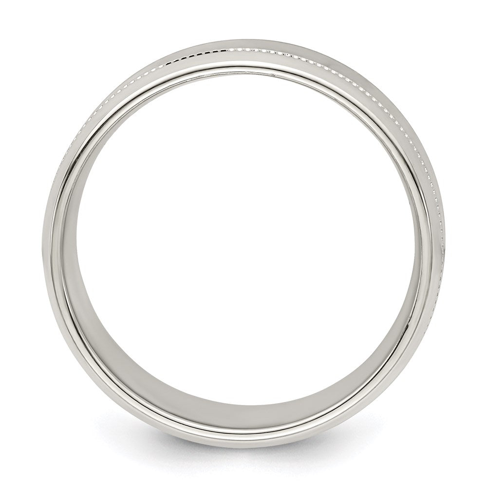 Sterling Silver 6mm Polished Flat Milgrain Beveled Edge Fancy Band Size 7