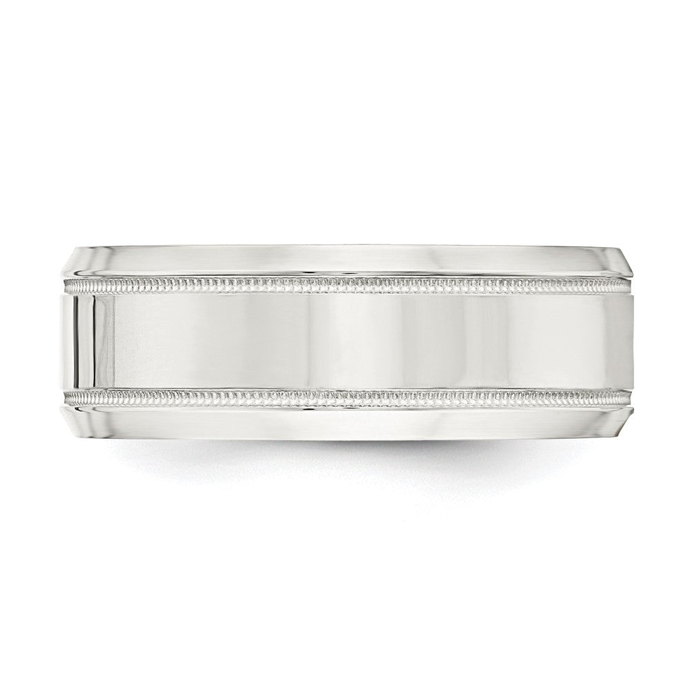 Sterling Silver 6mm Polished Flat Milgrain Beveled Edge Fancy Band Size 8