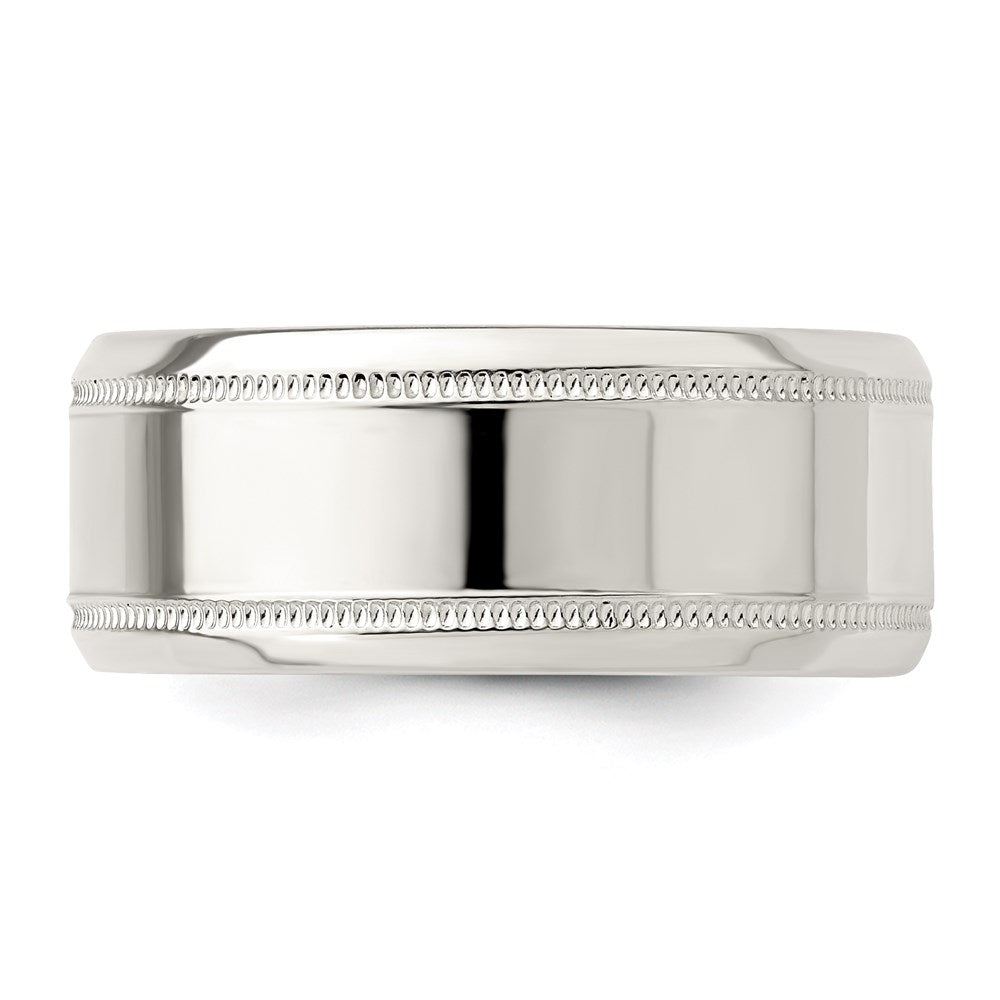 Sterling Silver 6mm Polished Flat Milgrain Beveled Edge Fancy Band Size 8