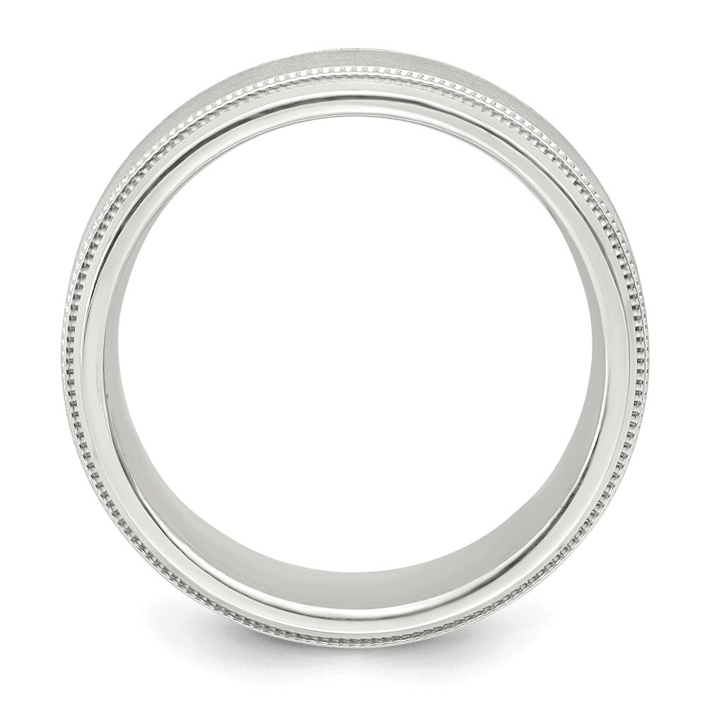 Sterling Silver 6mm Brushed Flat Milgrain Beveled Edge Fancy Band Size 8