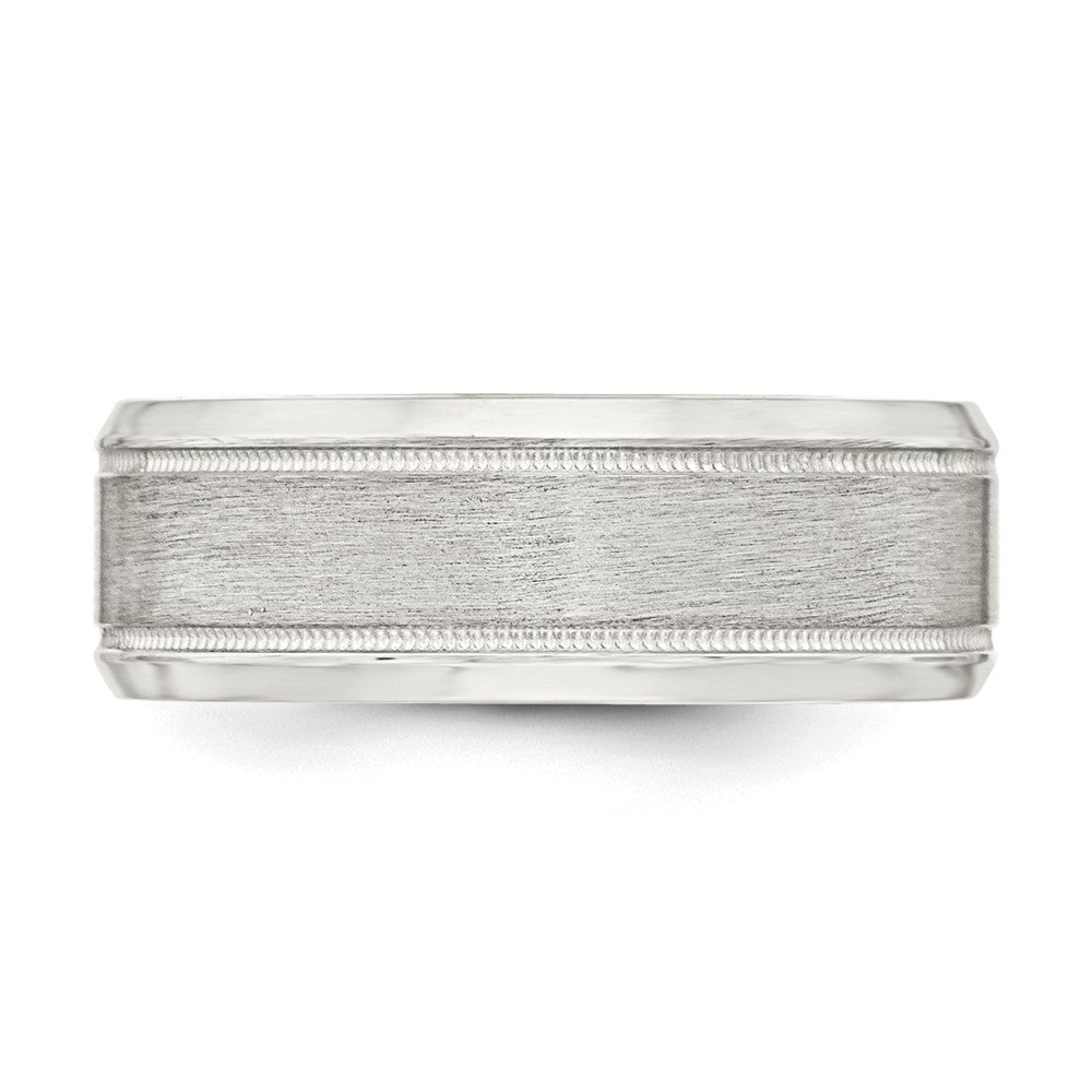 Sterling Silver 6mm Brushed Flat Milgrain Beveled Edge Fancy Band Size 12.5