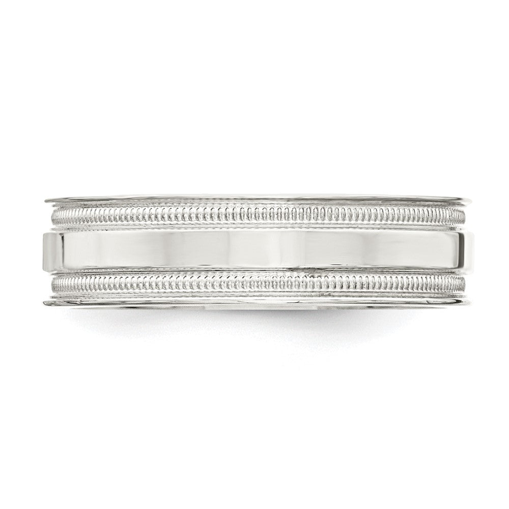 Sterling Silver 6mm Polished Flat Milgrain Grooved Edge Fancy Band Size 9