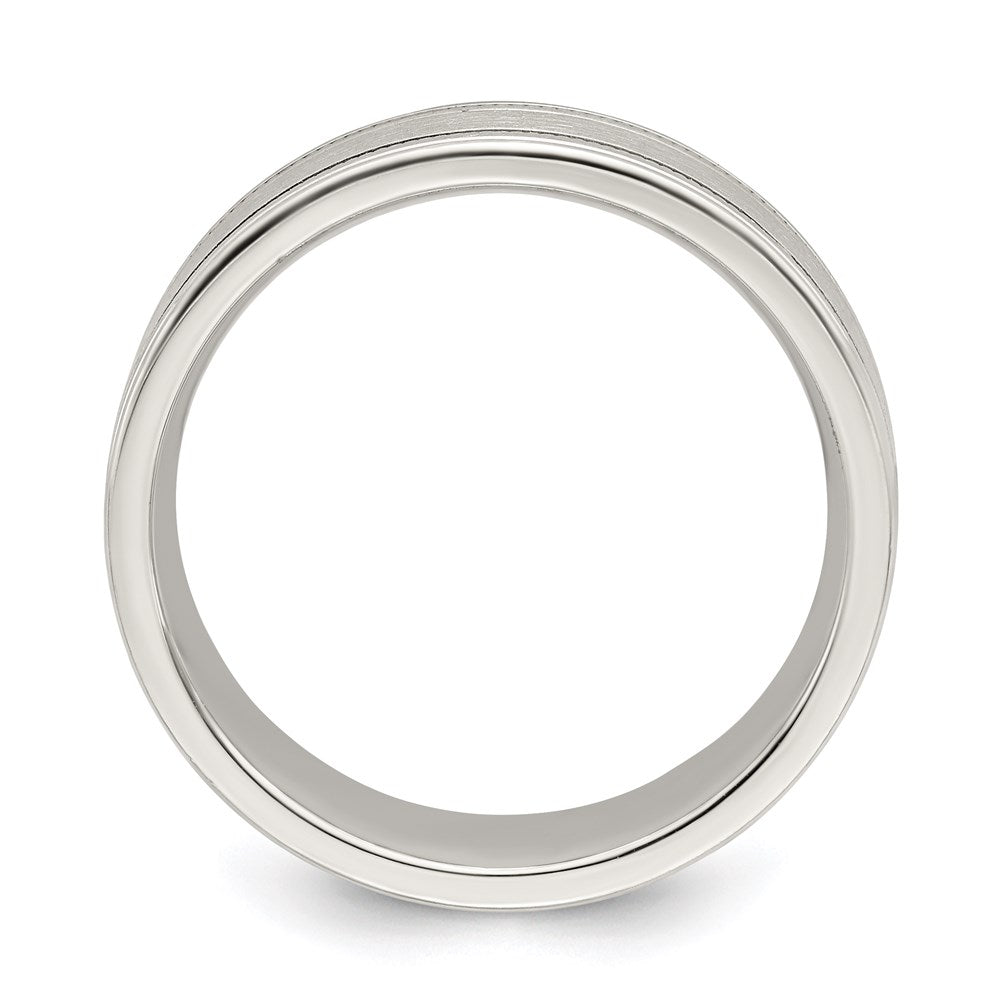 Sterling Silver 6mm Brushed Flat Milgrain Grooved Edge Fancy Band Size 7