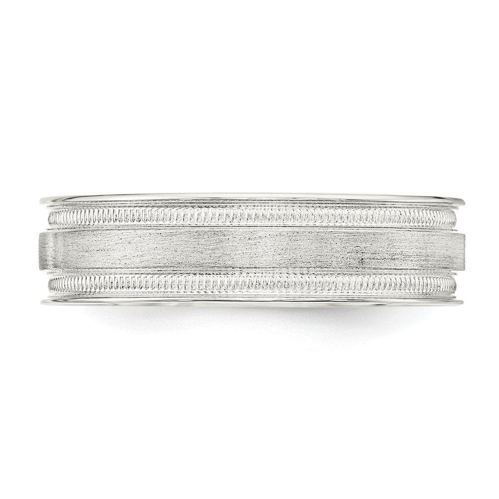 Sterling Silver 6mm Brushed Flat Milgrain Grooved Edge Fancy Band Size 10