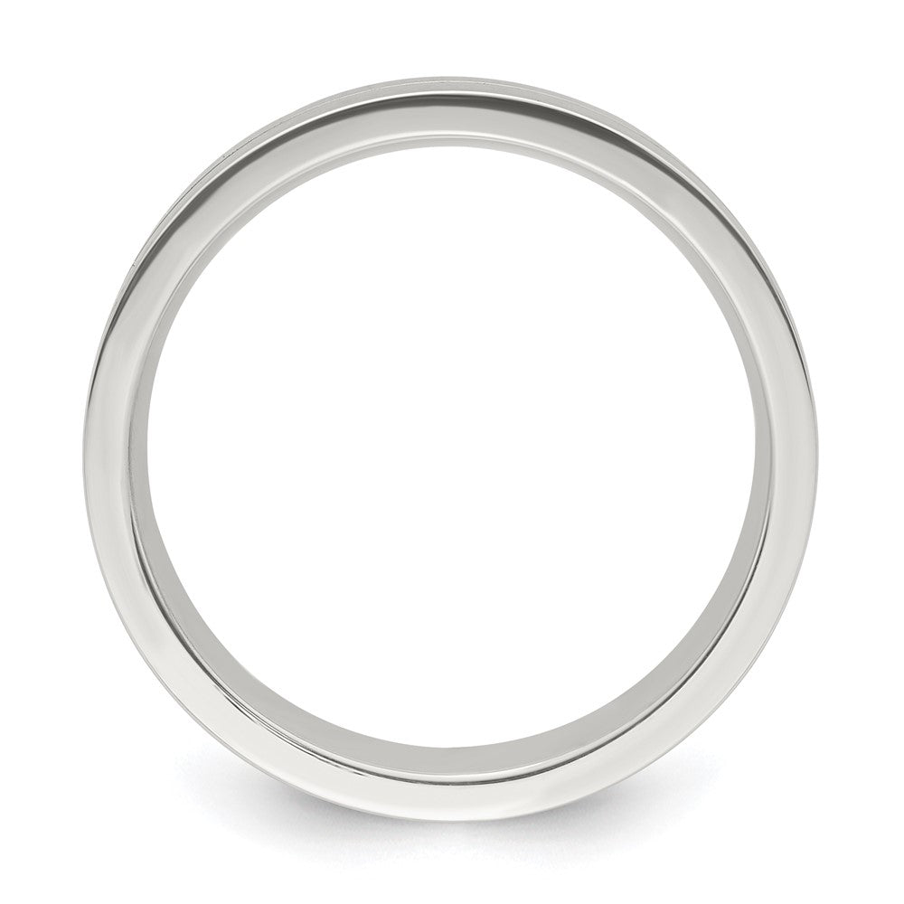 Sterling Silver 6mm Polished Flat Grooved Center Fancy Band Size 12