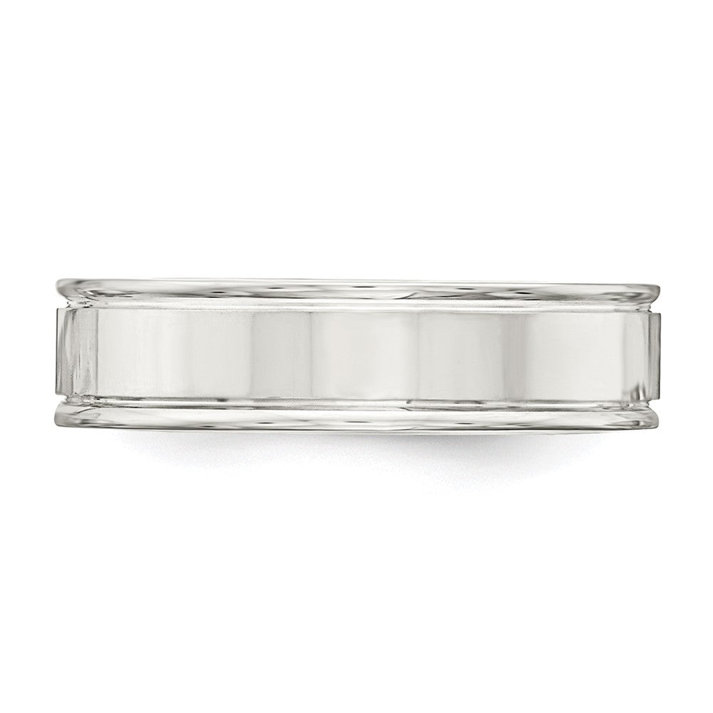 Sterling Silver 6mm Polished Flat Grooved Fancy Band Size 10.5