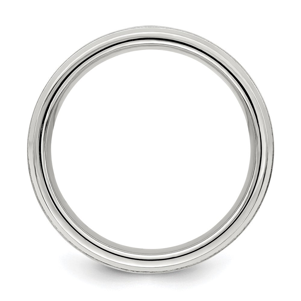 Sterling Silver 6mm Brushed Flat Grooved Fancy Band Size 10.5