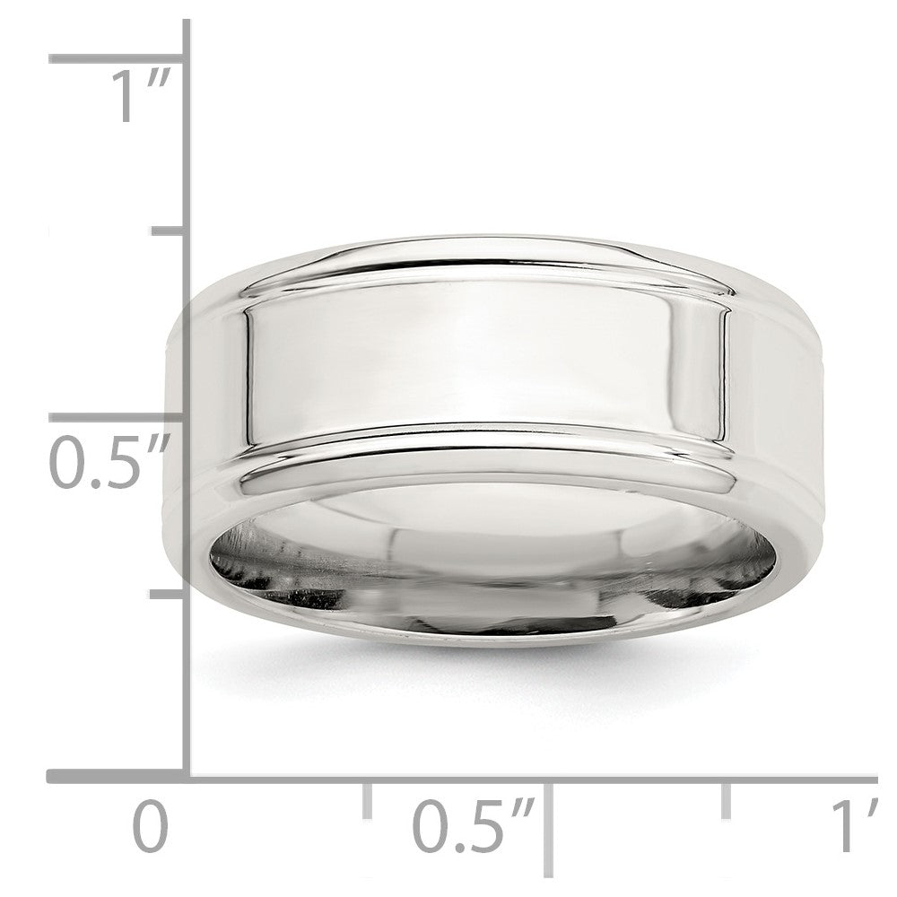 Sterling Silver 6mm Polished Flat Beveled Edge Fancy Band Size 10