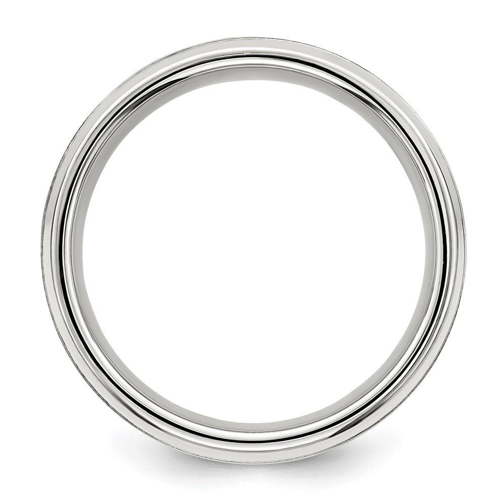 Sterling Silver Rhodium-plated 8mm Brushed Fancy Band Size 8.5