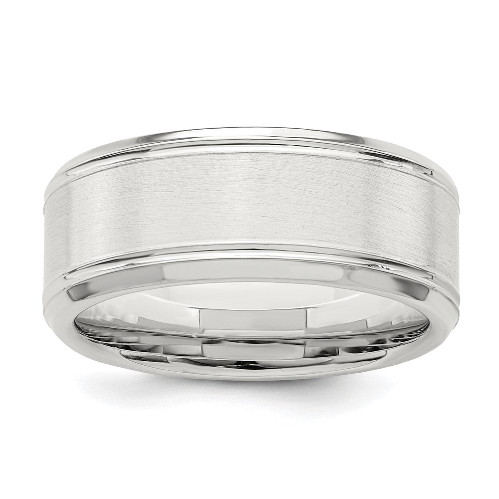 Sterling Silver 6mm Brushed Flat Beveled Edge Fancy Band Size 10.5
