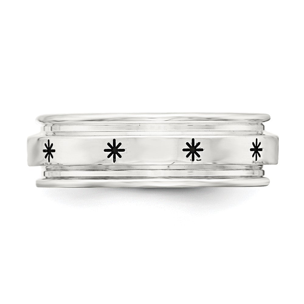 SS 7mm Enamel Fancy Band Size 9