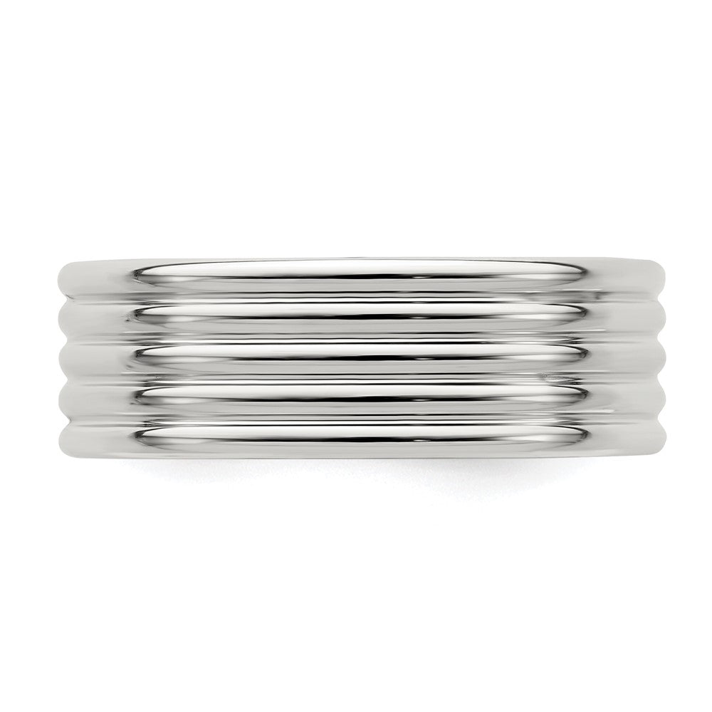 Sterling Silver 7mm Polished 5-Row Fancy Band Size 10.5