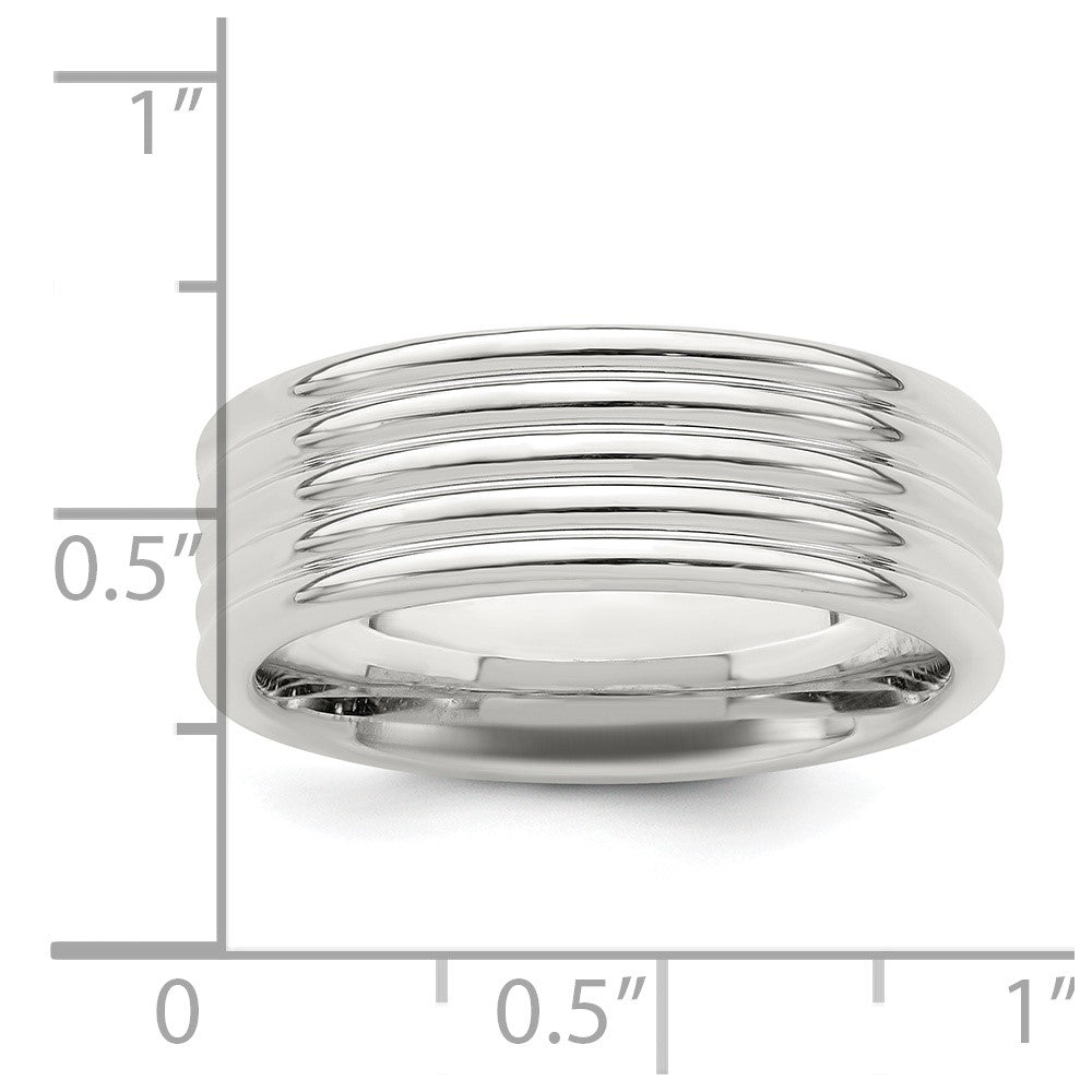 Sterling Silver 7mm Polished 5-Row Fancy Band Size 9.5