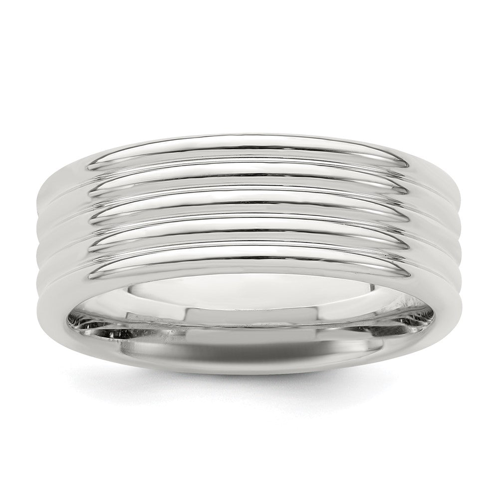 Sterling Silver 7mm Polished 5-Row Fancy Band Size 12