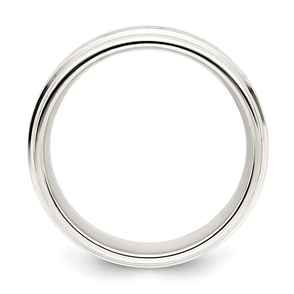 Sterling Silver 7mm Polished Flat Intertwined Design Beveled Edge Fancy Band Size 11.5