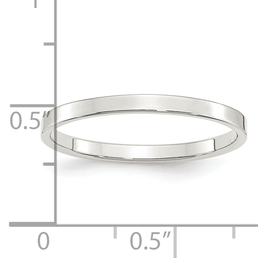 Sterling Silver 2mm Lightweight Flat Size 8.5 Band