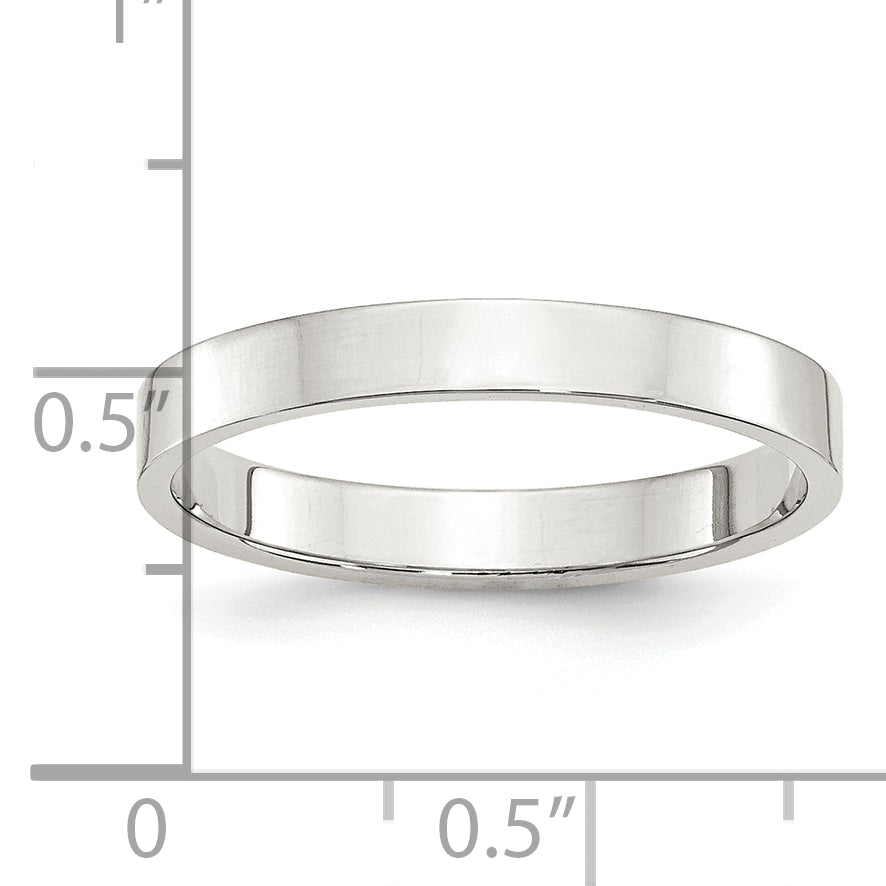Sterling Silver 3mm Lightweight Flat Size 10 Band