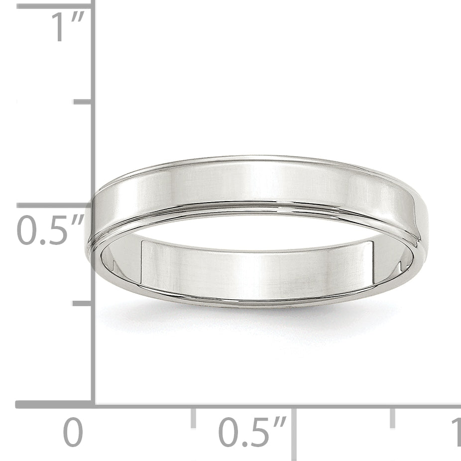Sterling Silver 4mm Flat with Step Edge Size 4.5 Band