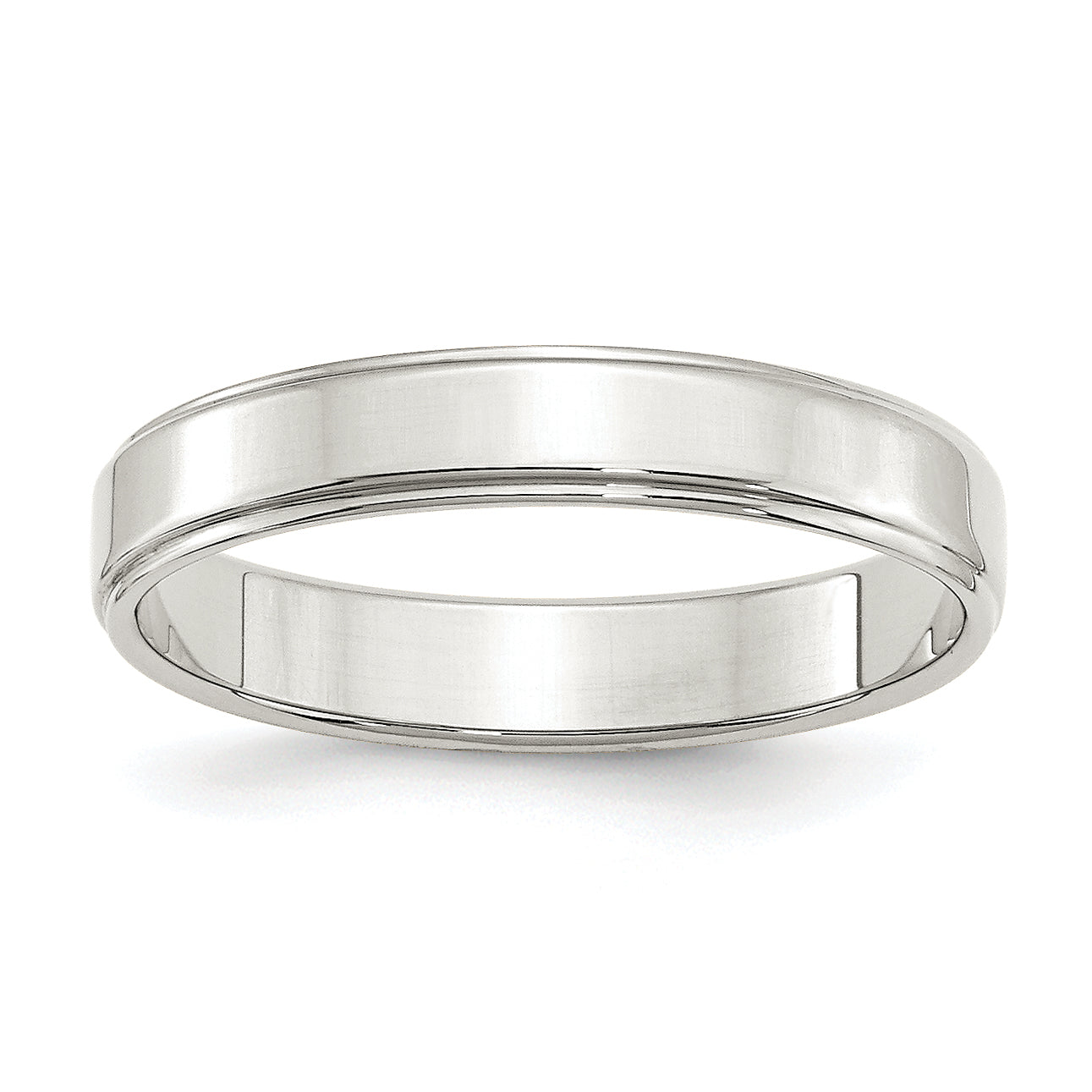 Sterling Silver 4mm Flat with Step Edge Size 7.5 Band