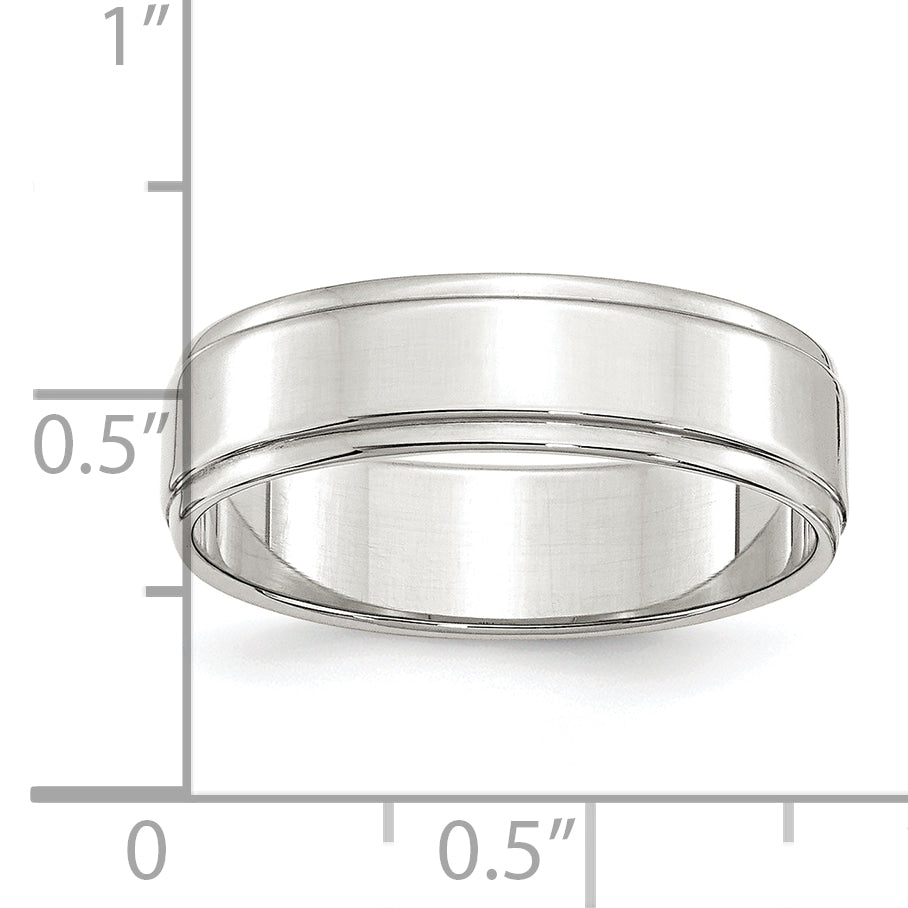 Sterling Silver 6mm Flat with Step Edge Size 12.5 Band