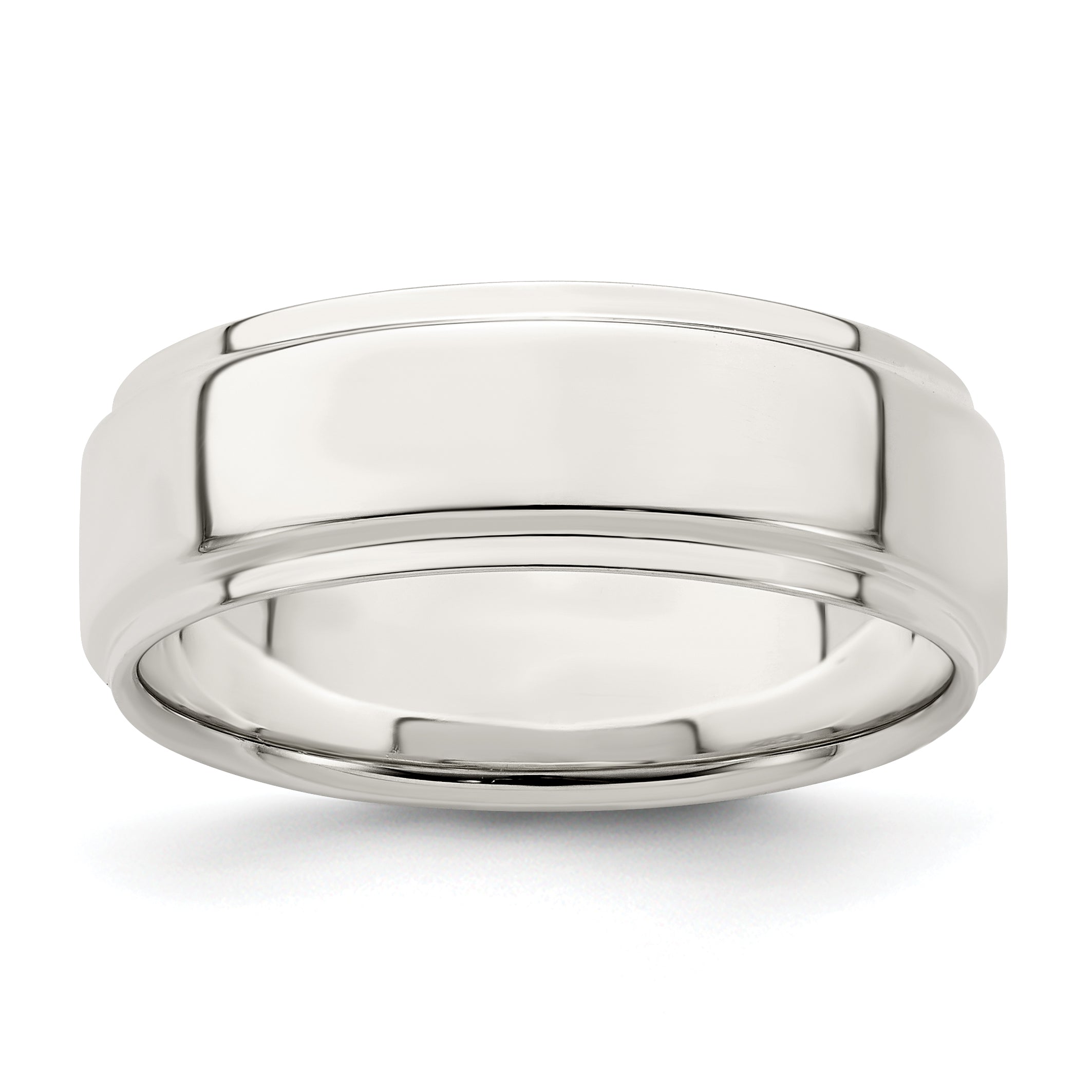 Sterling Silver 7mm Flat with Step Edge Size 10.5 Band