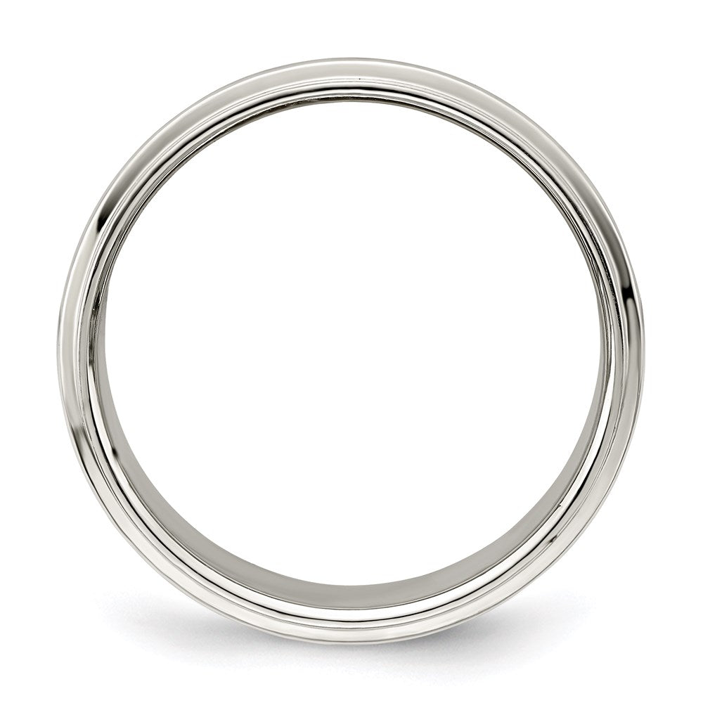 Sterling Silver 8mm Flat with Step Edge Size 13.5 Band