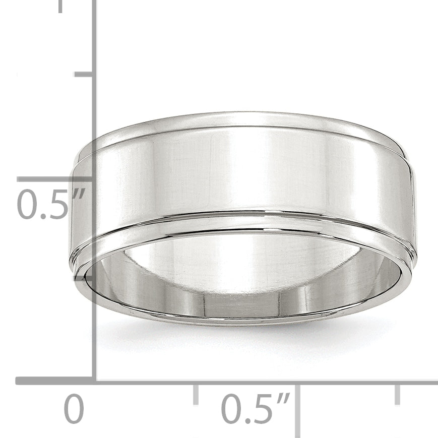 Sterling Silver 8mm Flat with Step Edge Size 12.5 Band