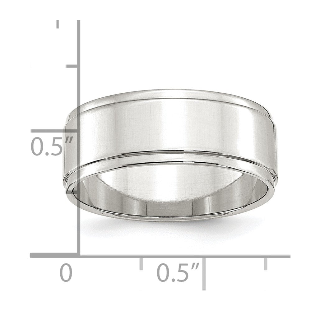Sterling Silver 8mm Flat with Step Edge Size 7.5 Band