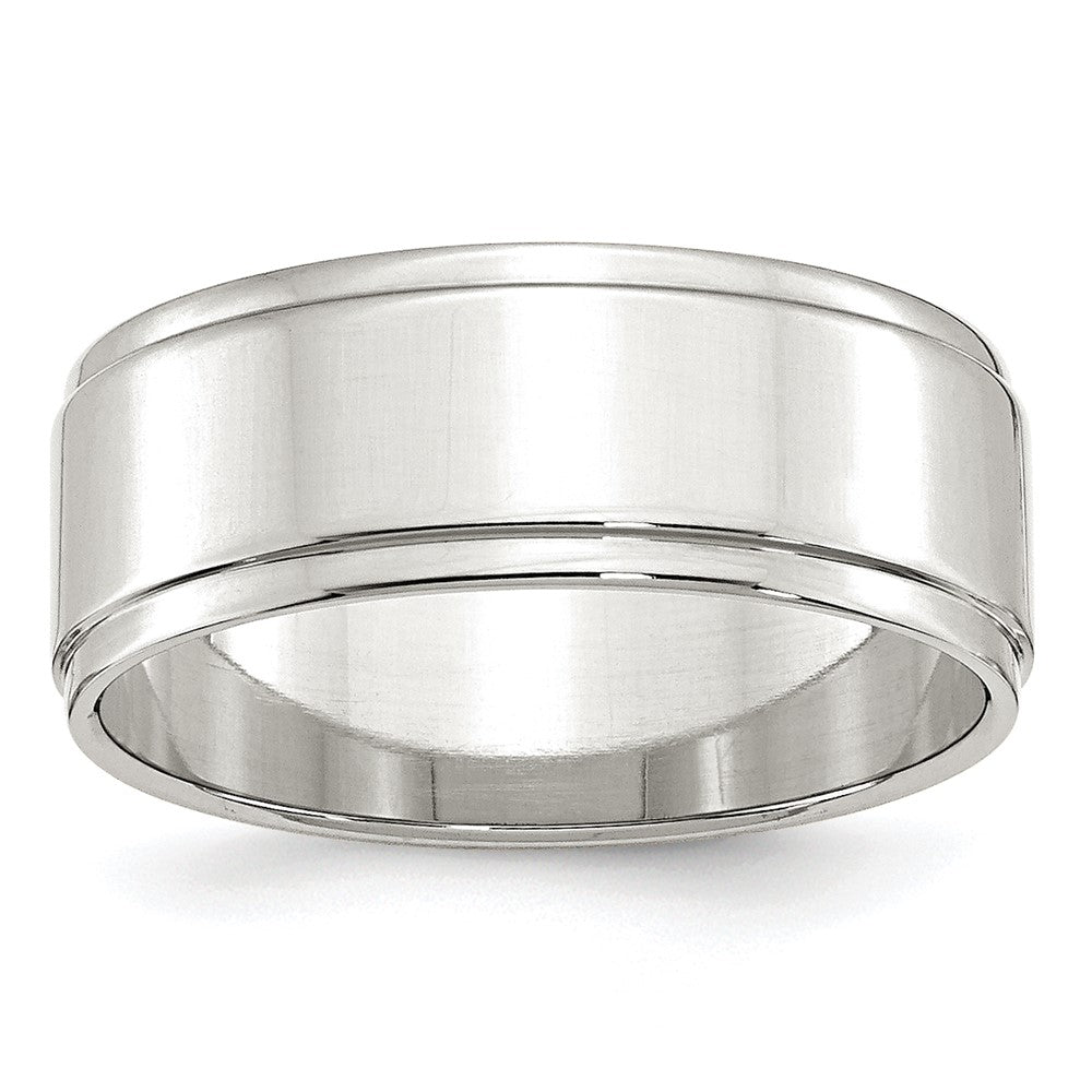 Sterling Silver 8mm Flat with Step Edge Size 9.5 Band