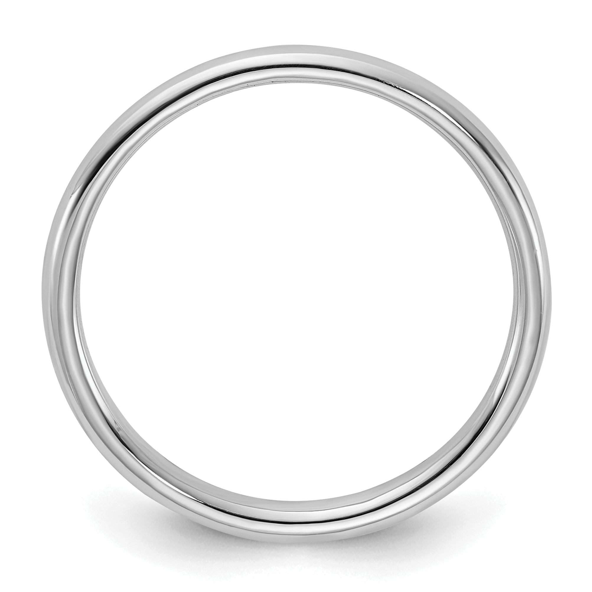 Sterling Silver Rhodium-plated 2mm Half-Round Size 4 Band