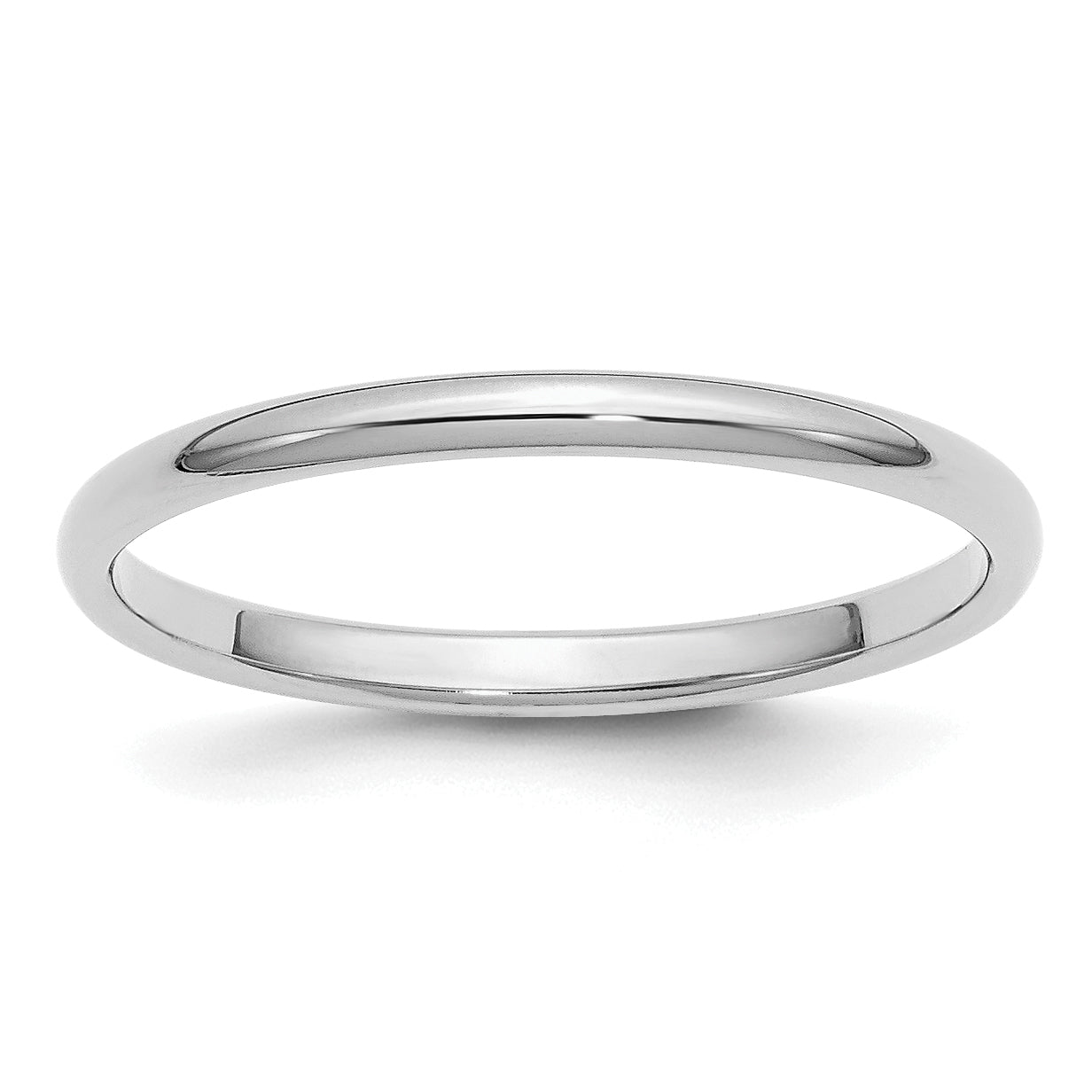Sterling Silver Rhodium-plated 2mm Half Round Size 12.5 Band