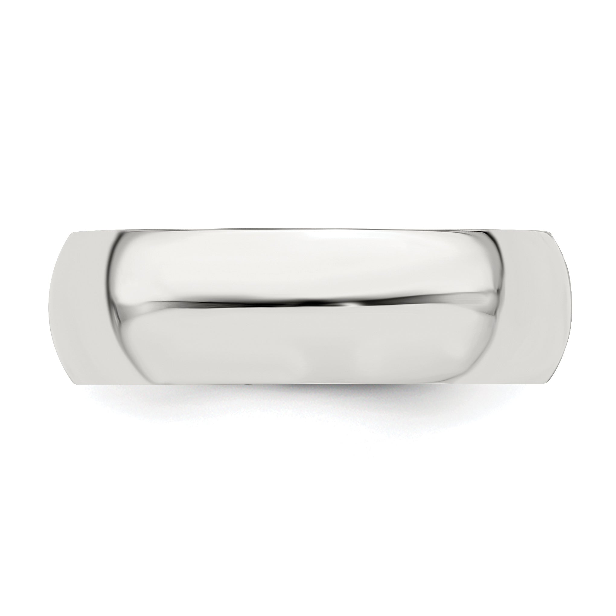 Sterling Silver 6mm Half-Round Band Rhodium Size 14