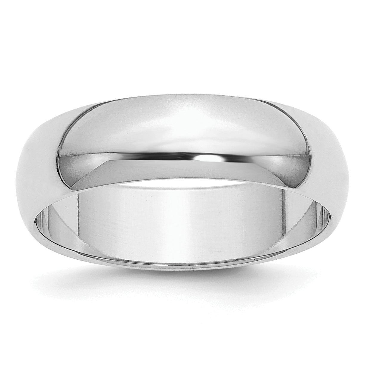 Sterling Silver Rhodium-plated 6mm Half-Round Size 5.5 Band