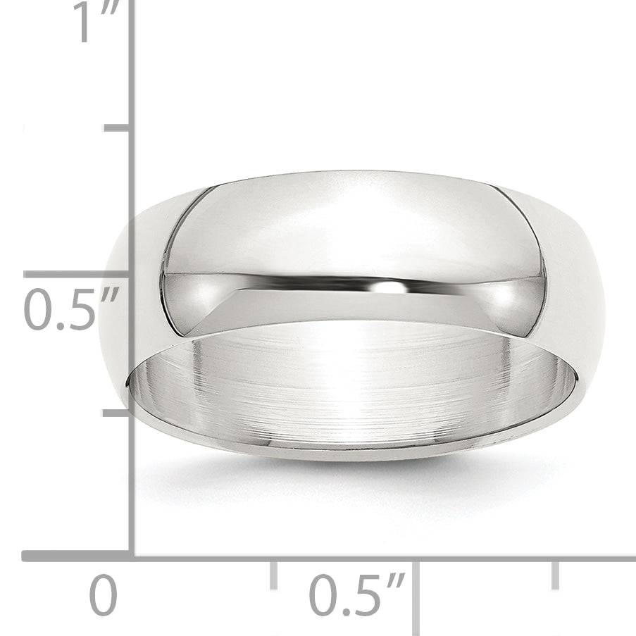 Sterling Silver 7mm Half Round Size 13 Band