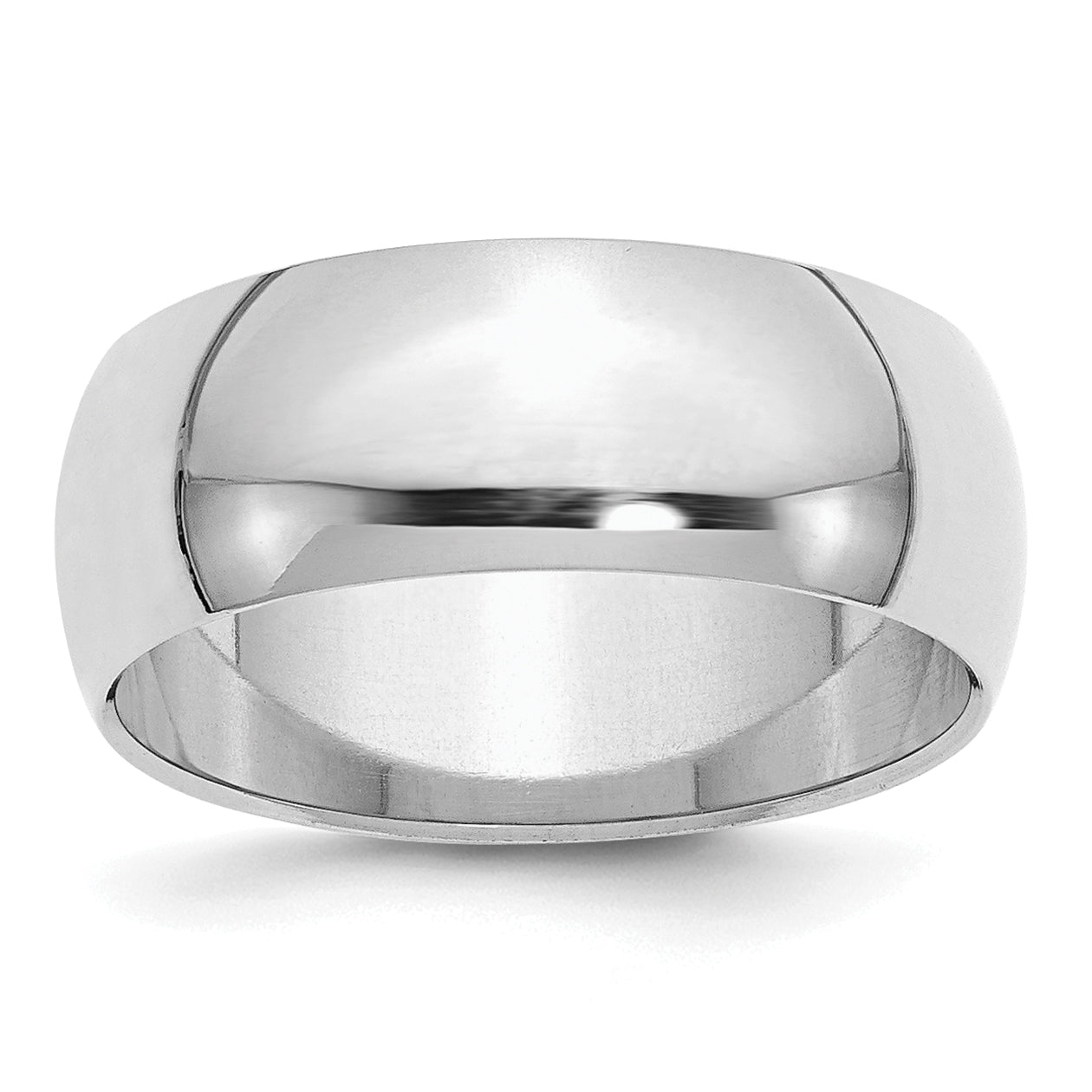 Sterling Silver Rhodium-plated 8mm Half-Round Size 9 Band