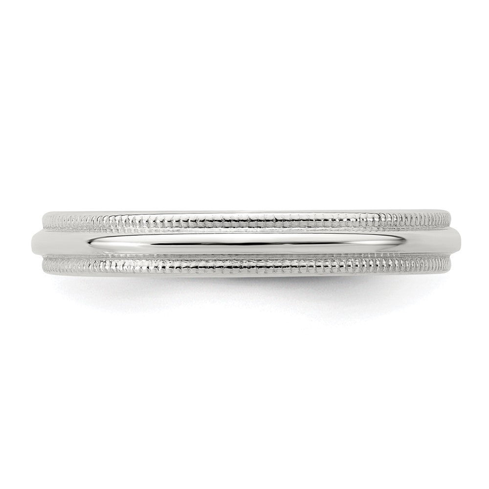 Sterling Silver Rhodium-plated 3mm Half Round Milgrain Size 5.5 Band