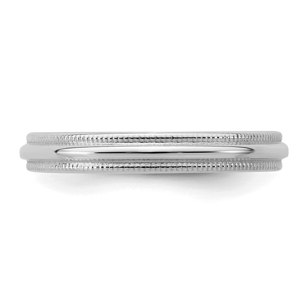 Sterling Silver Rhodium-plated 3mm Half Round Milgrain Size 7 Band