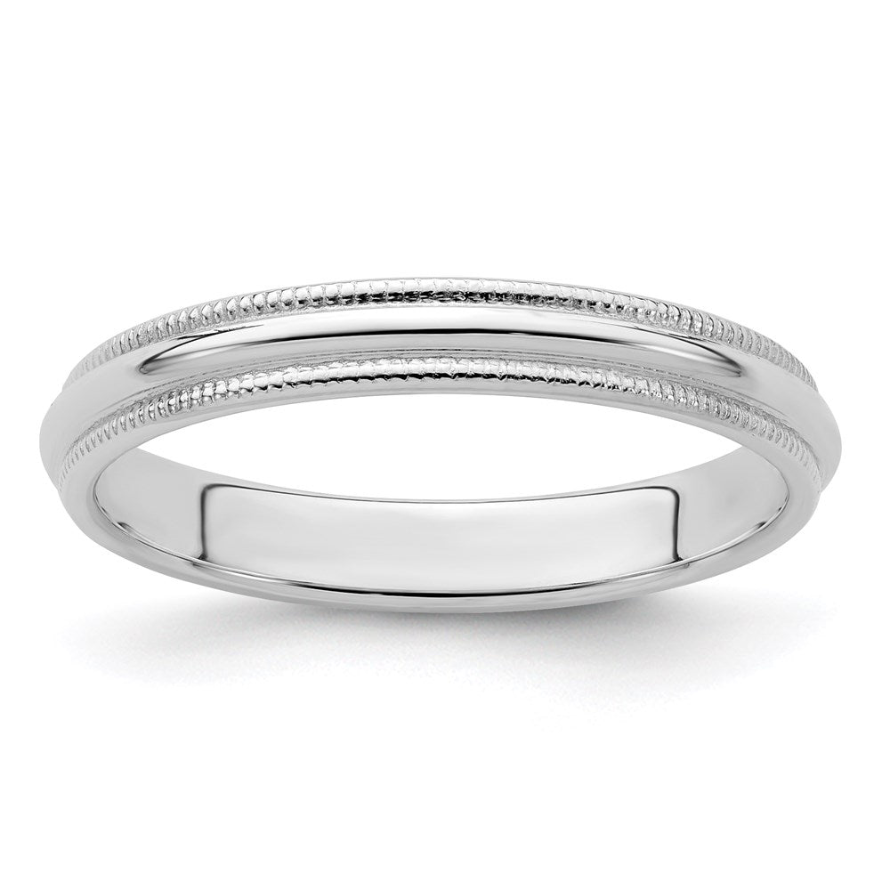 Sterling Silver 3mm Half Round Milgrain Size 7.5 Band
