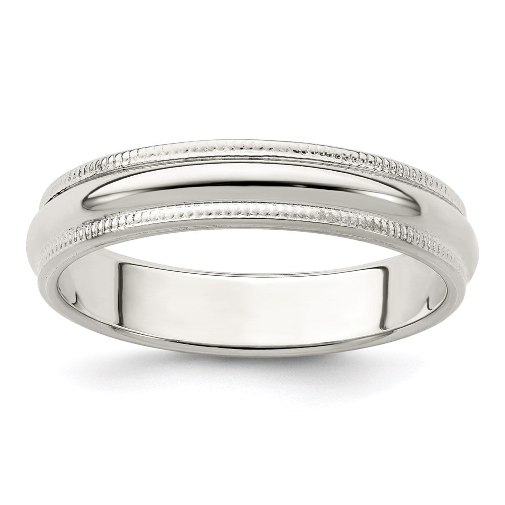 Sterling Silver 4mm Half Round Milgrain Size 11 Band