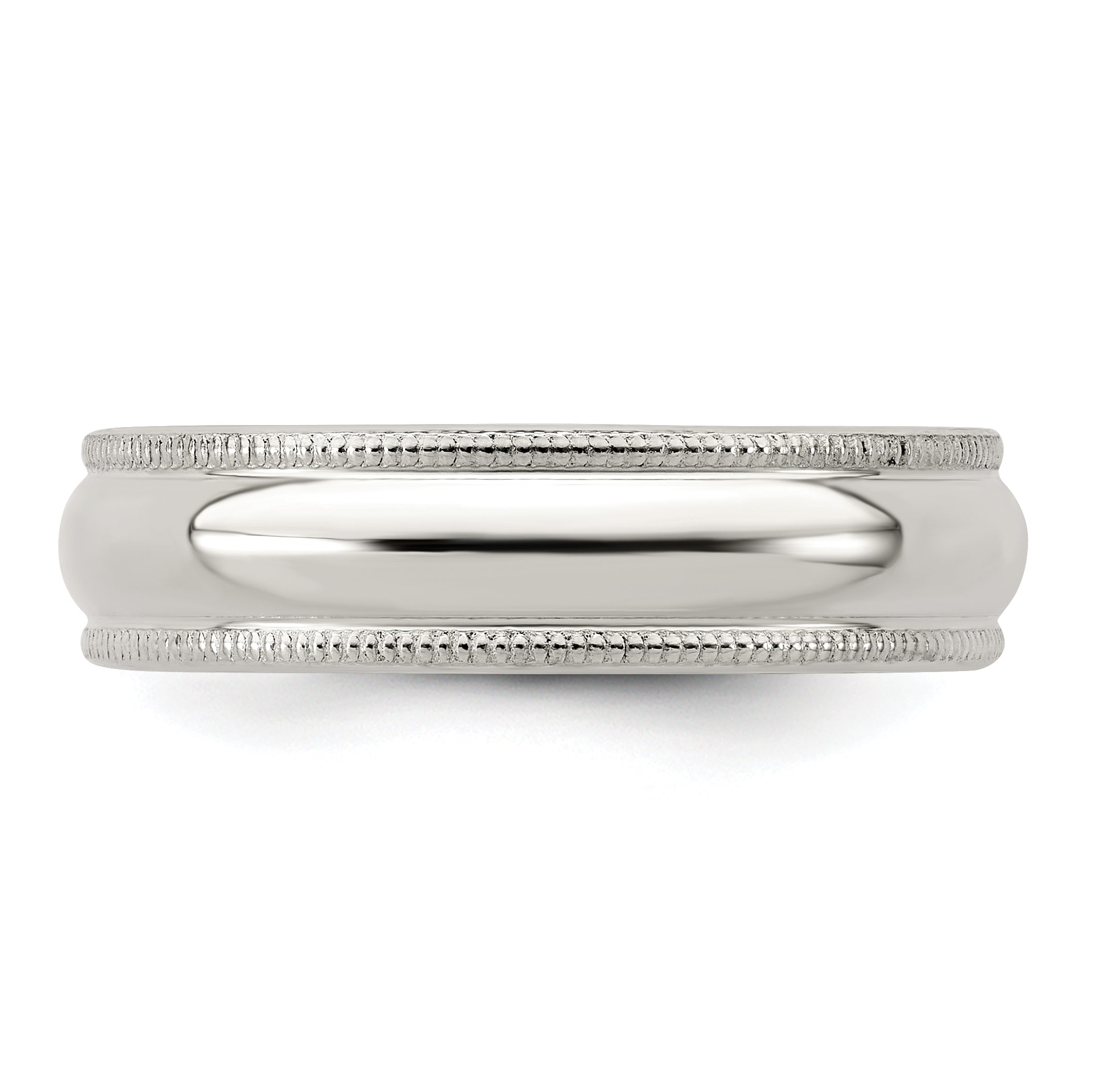 Sterling Silver 5mm Half Round Milgrain Size 6 Band