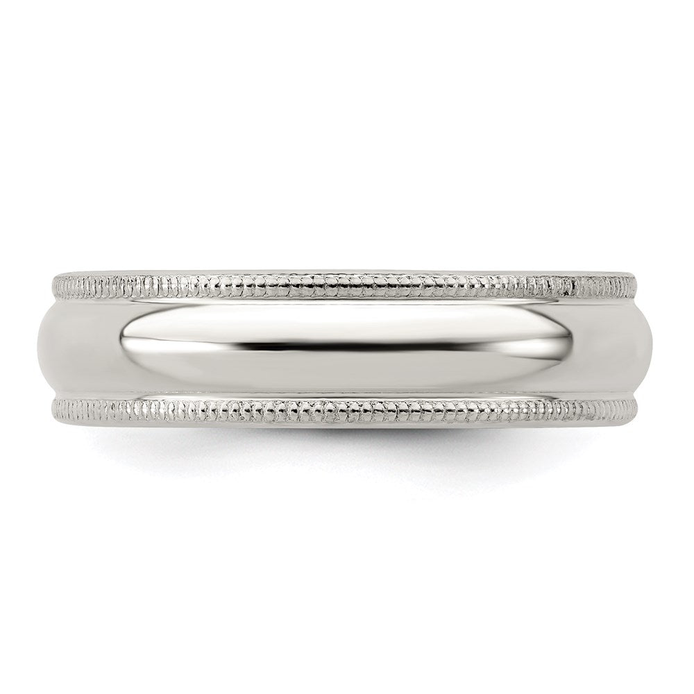 Sterling Silver 5mm Half Round Milgrain Size 5.5 Band